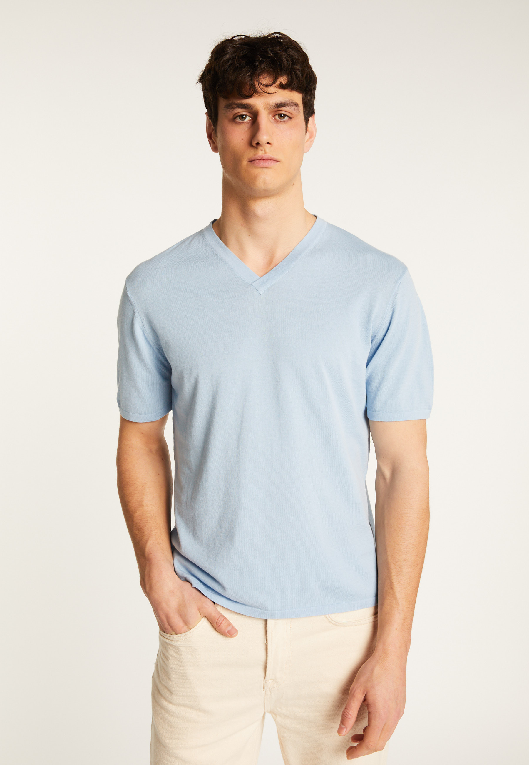 T-shirt col V en coton - Malo