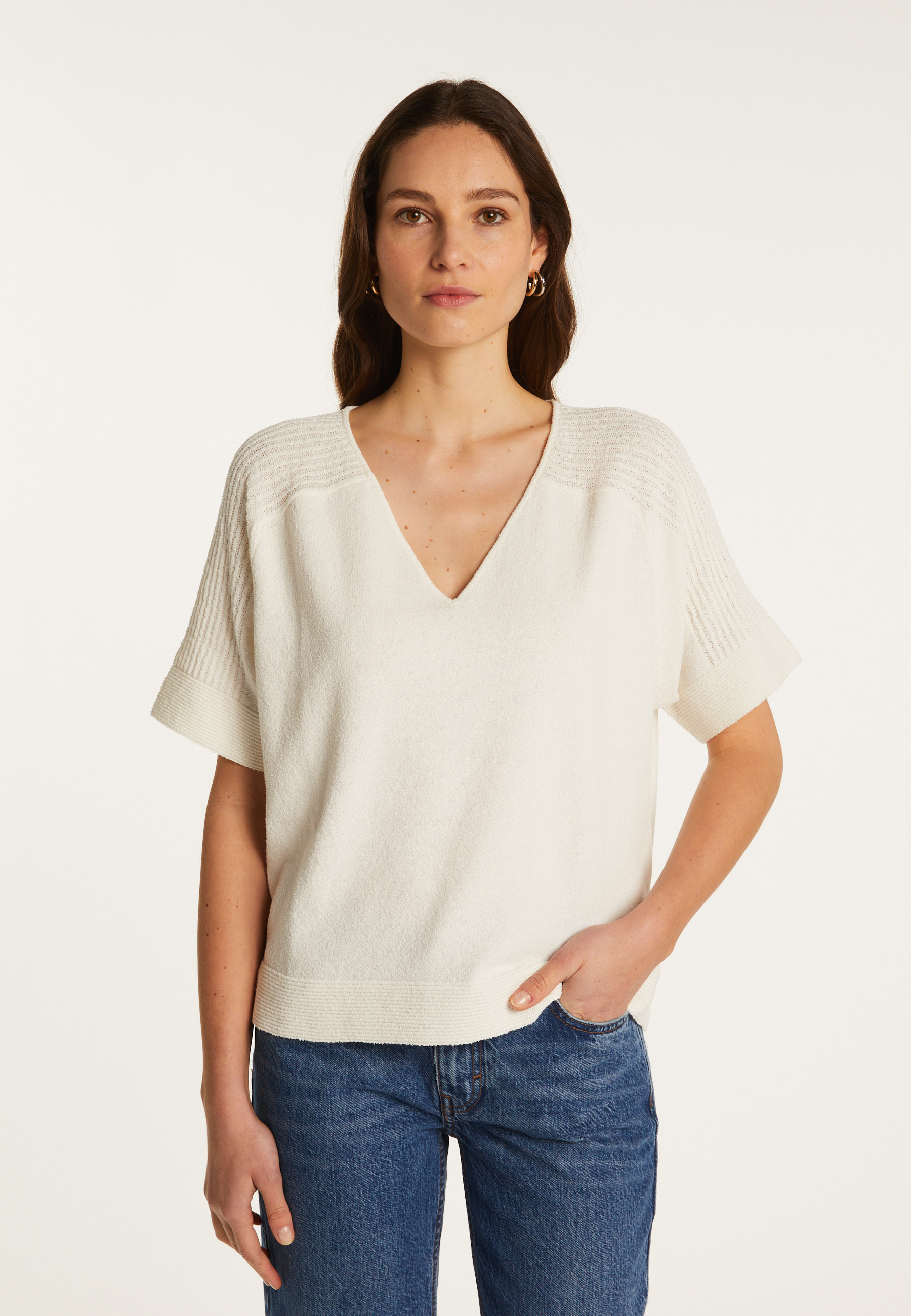 T-shirt col V en coton - Devy