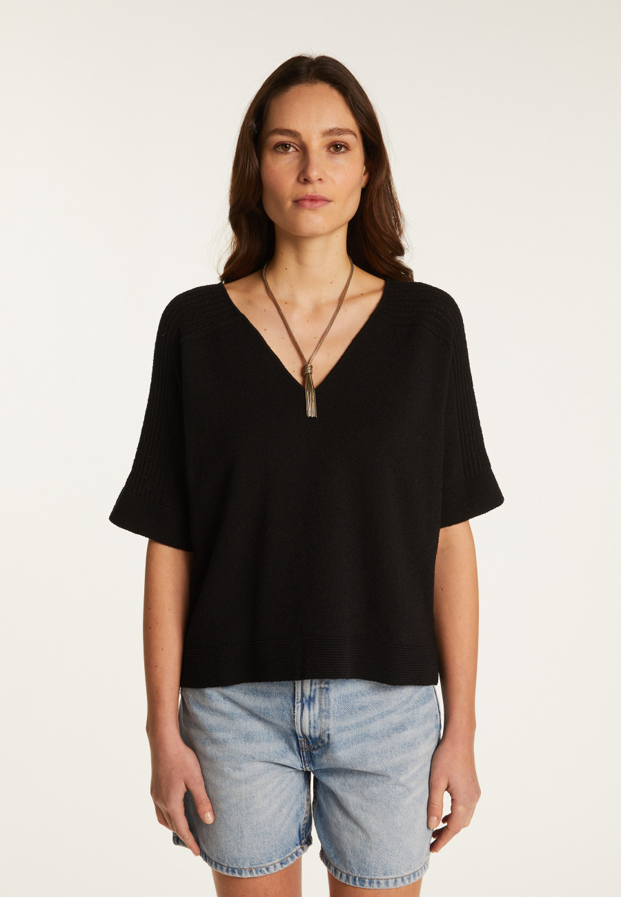 T-shirt col V en coton - Devy