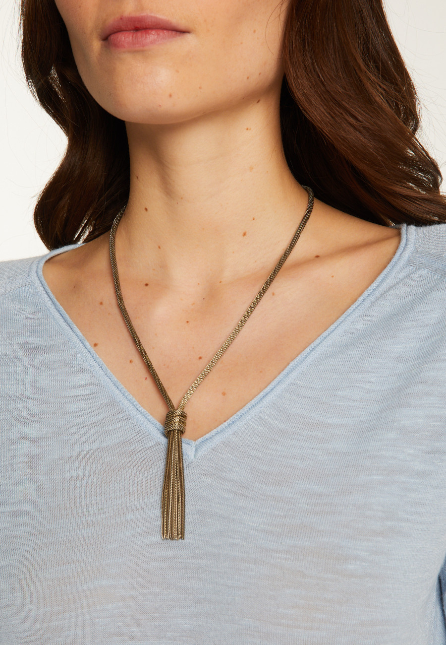 Flamed linen V-neck t-shirt - Bonbon