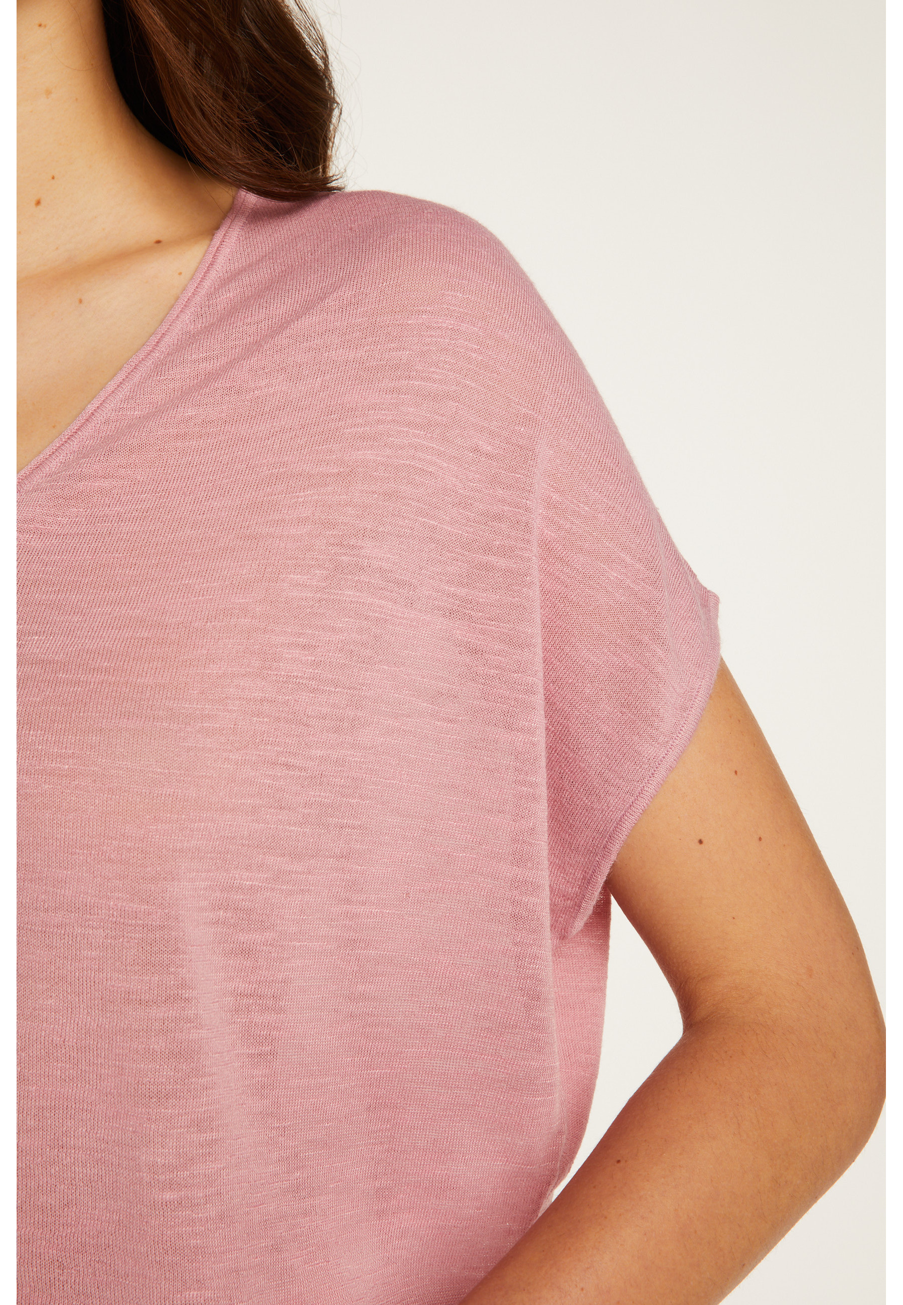 Slub linen V-neck T-shirt - Larra