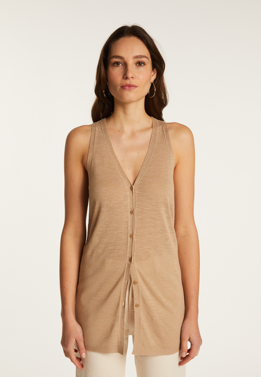 Short sleeved slub linen vest - Dara