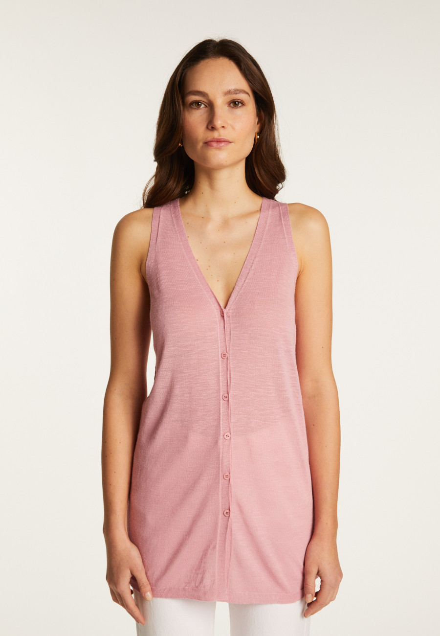 Short sleeved slub linen vest - Dara