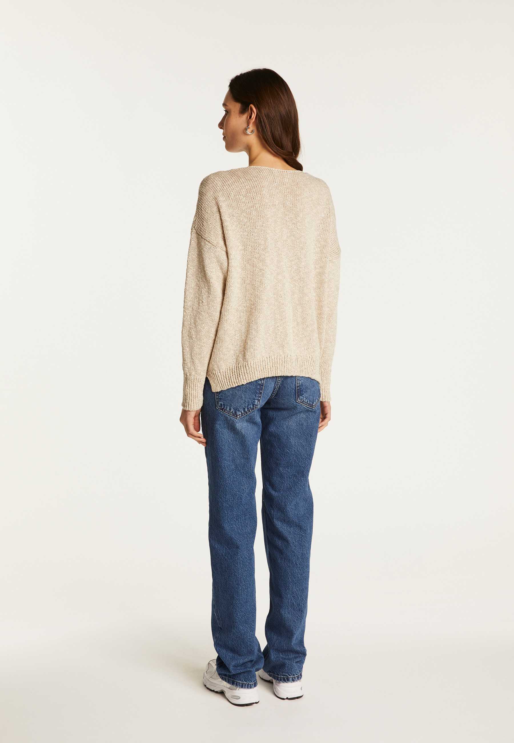 V-neck cotton and linen sweater - Nathalie