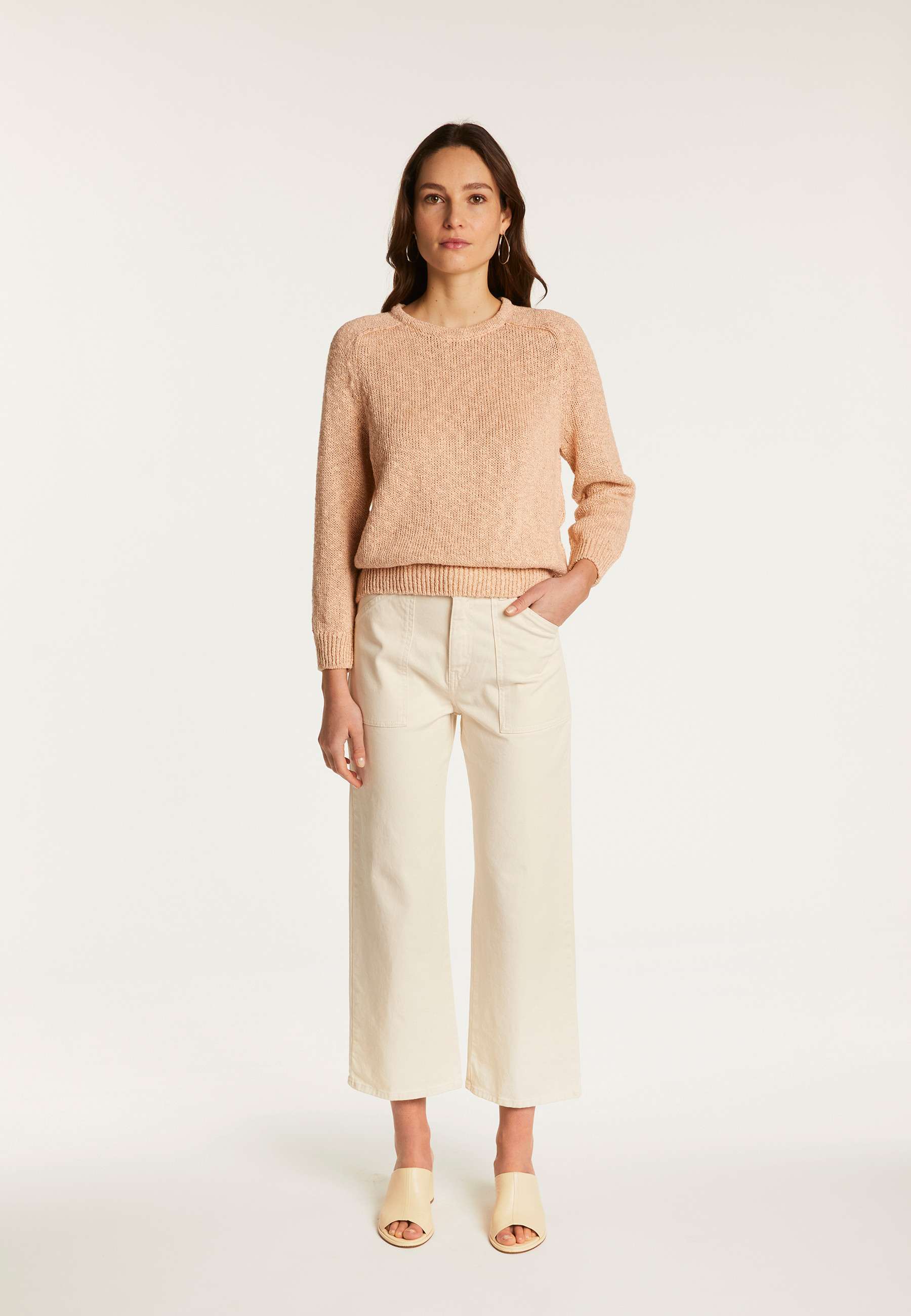 Pull col rond en coton et lin - Nicky