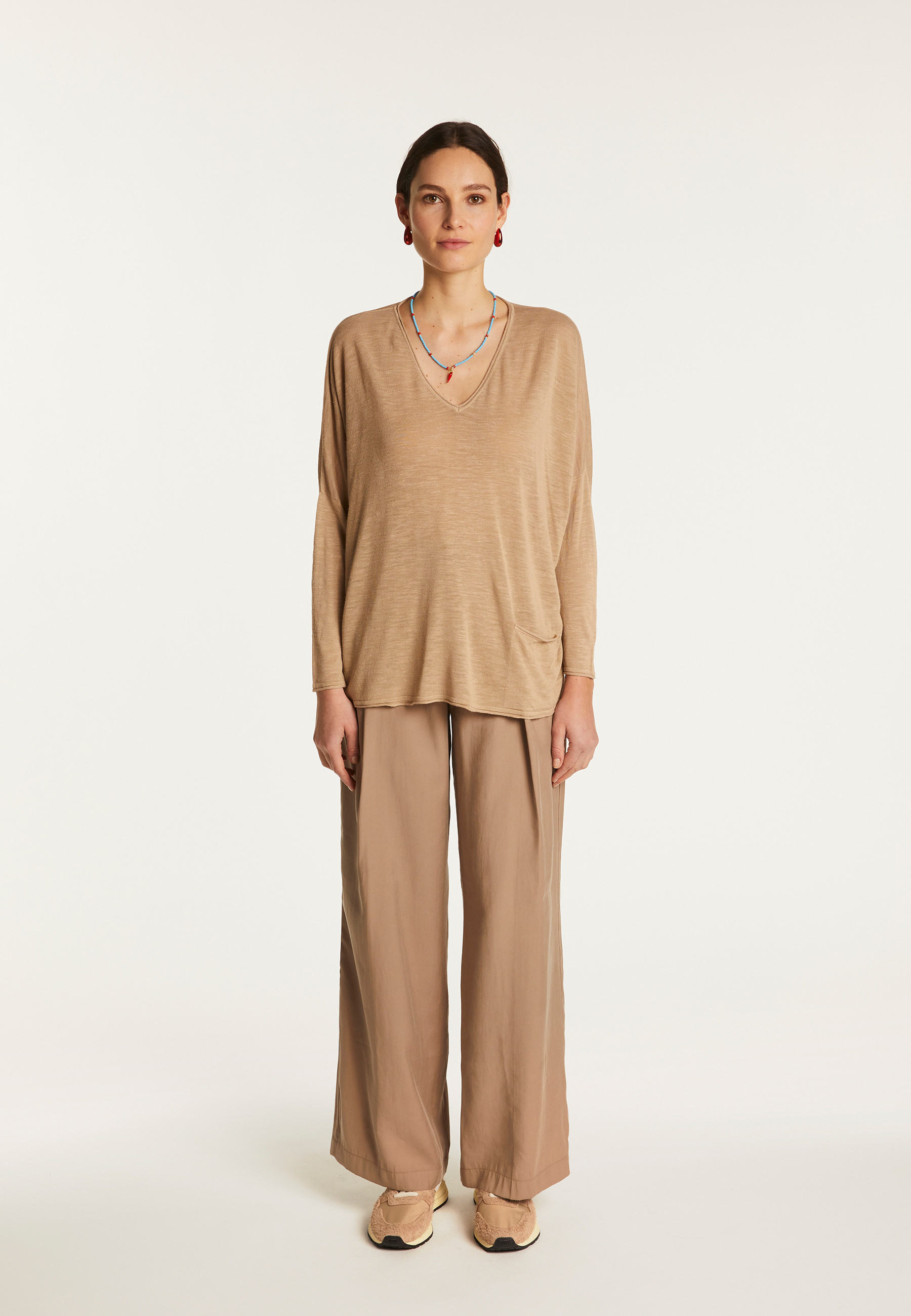 Batwing sleeve sweater in slub linen - Balou