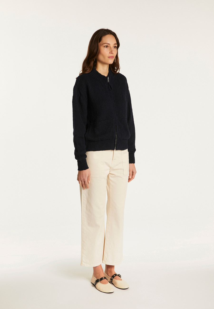 Cotton and linen zipped jacket - Flora