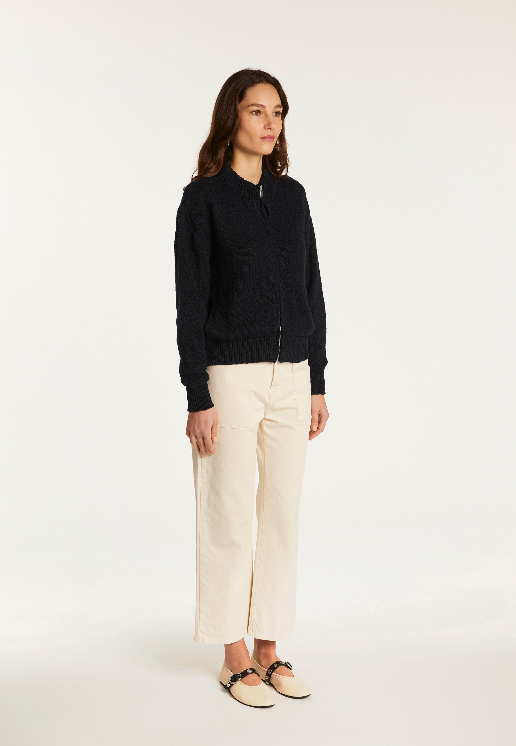 Cotton and linen zipped jacket - Flora