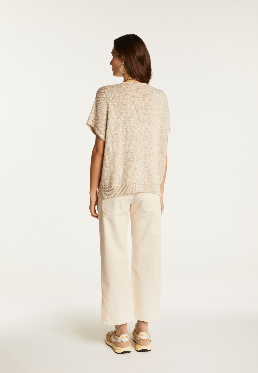 Cotton and linen V-neck t-shirt - Flavie