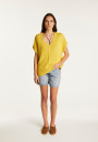 T-shirt col V en coton et lin - Flavie