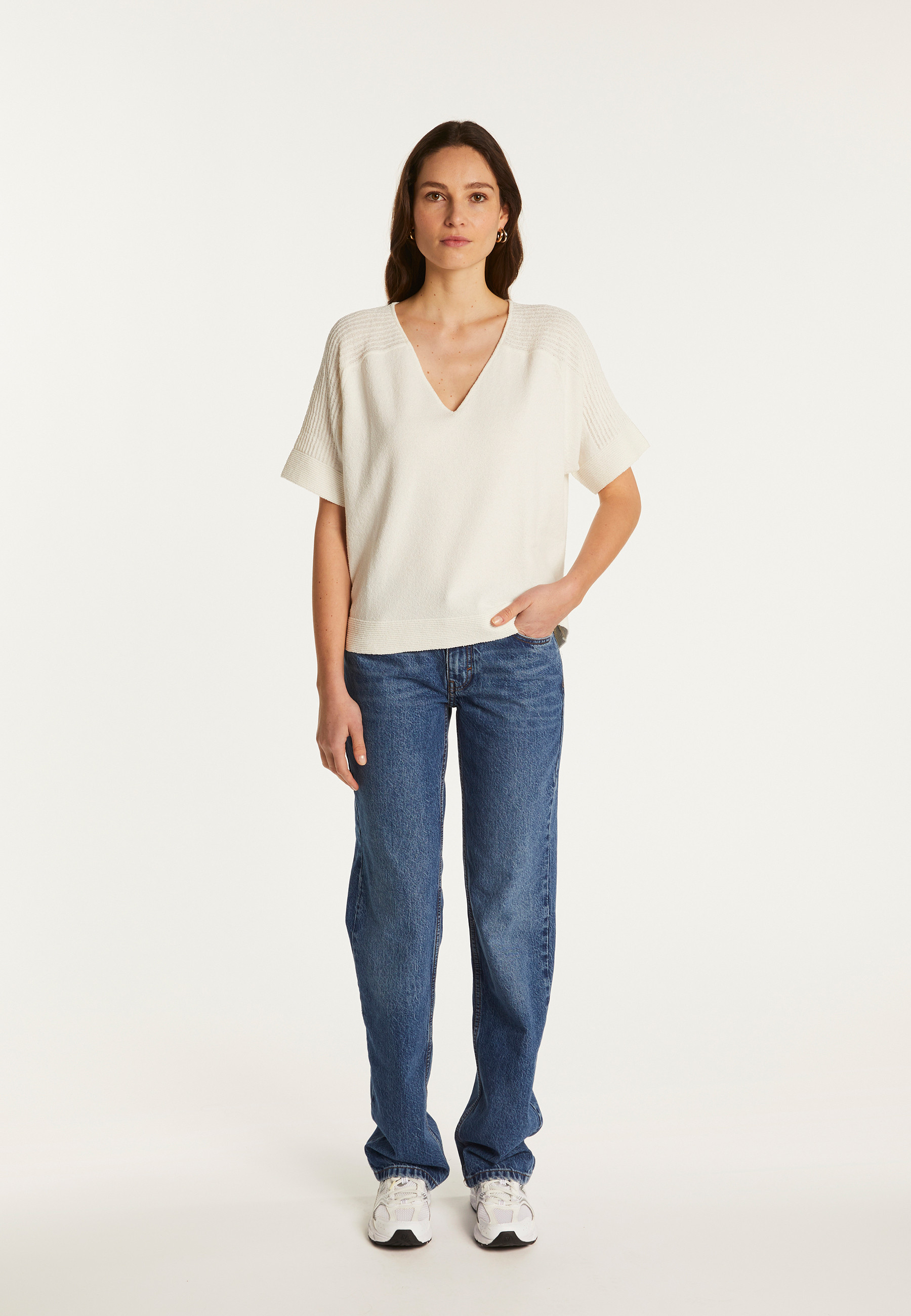 T-shirt col V en coton - Devy