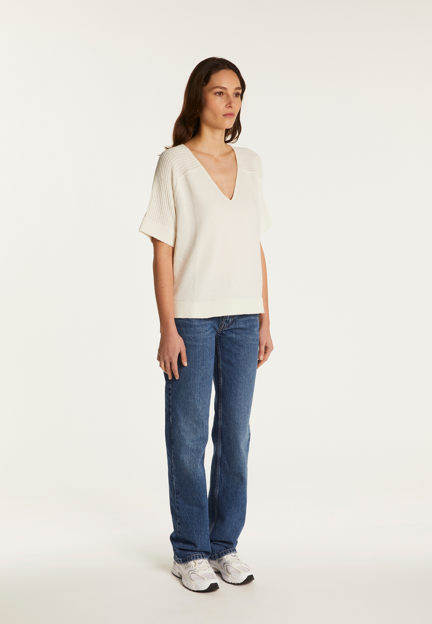 T-shirt col V en coton - Devy