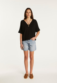 T-shirt col V en coton - Devy