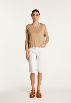 Round neck t-shirt in flamed linen - Domy