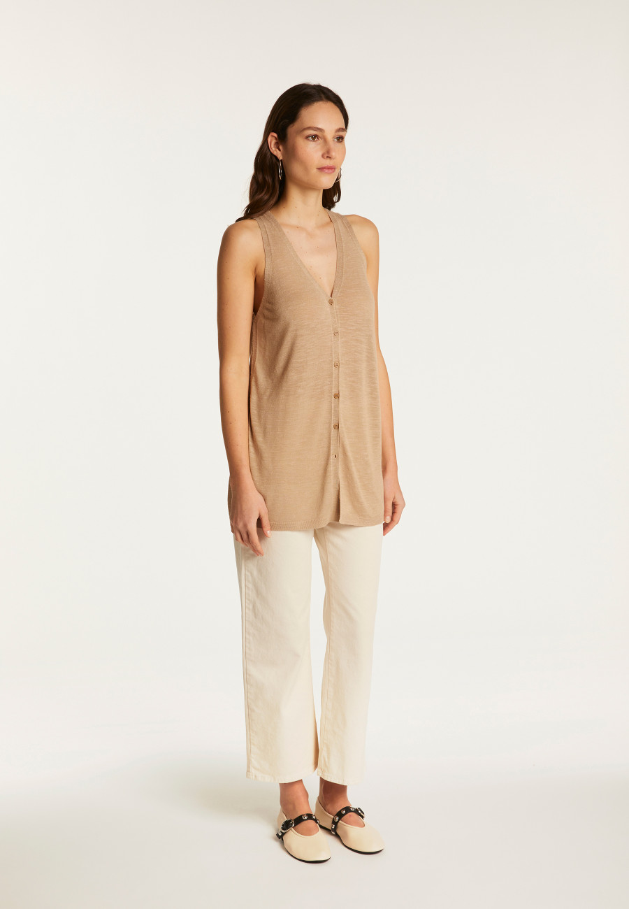 Short sleeved slub linen vest - Dara