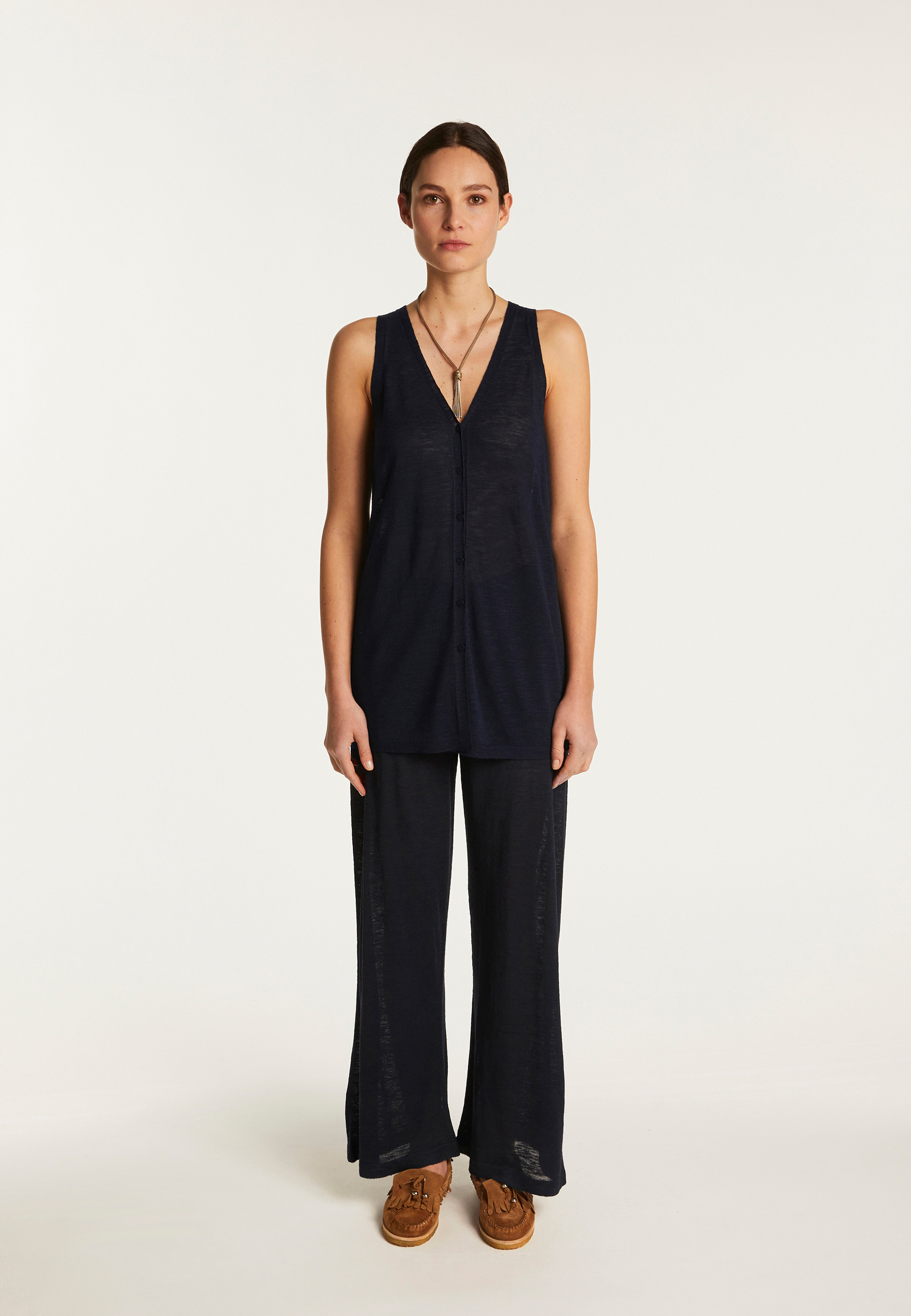 Gilet à manches courtes en lin flammé - Dara