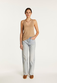 Slub linen V-neck tank top - Lalita