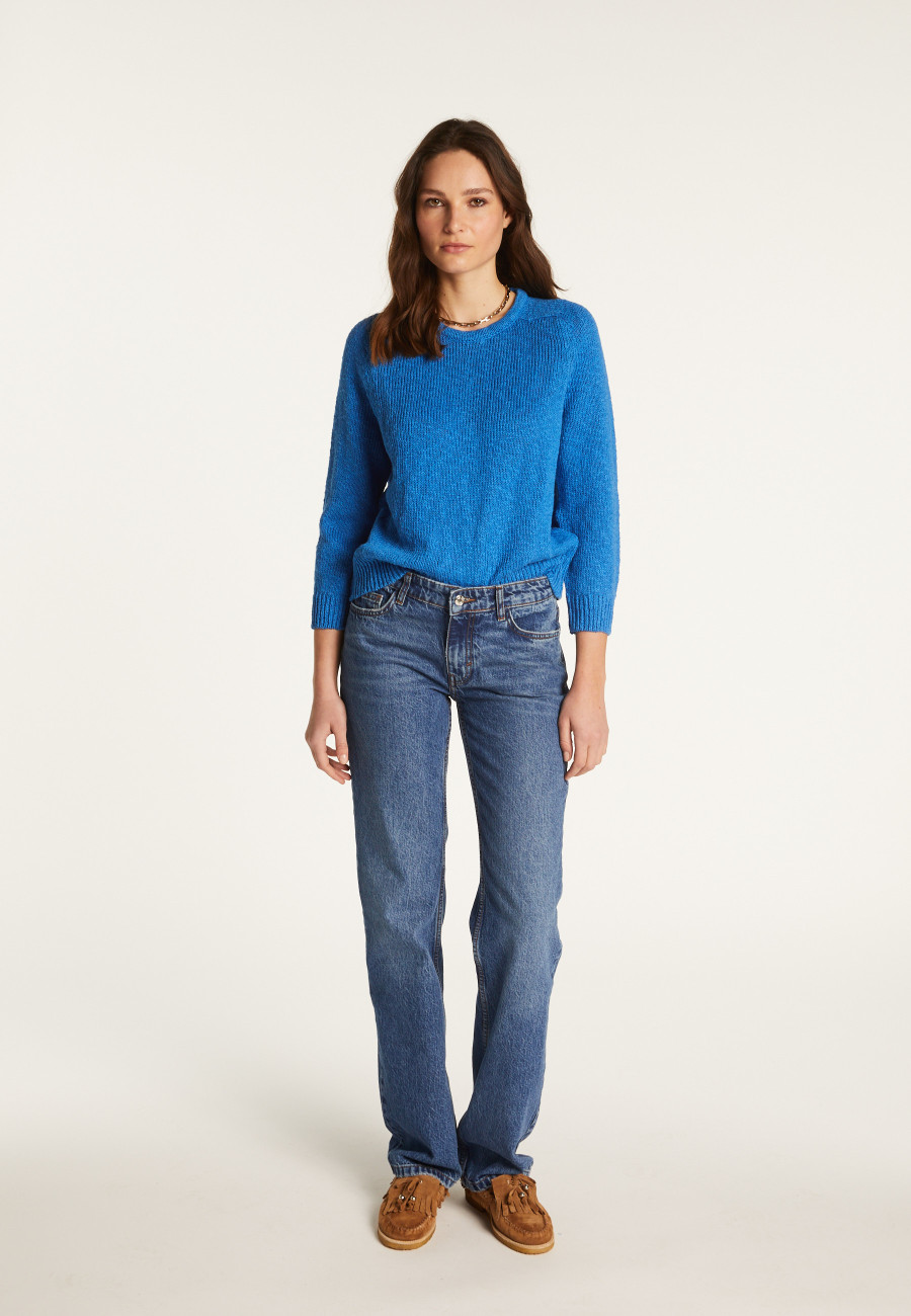 Suéter de gola redonda de algodão e linho - Nicky