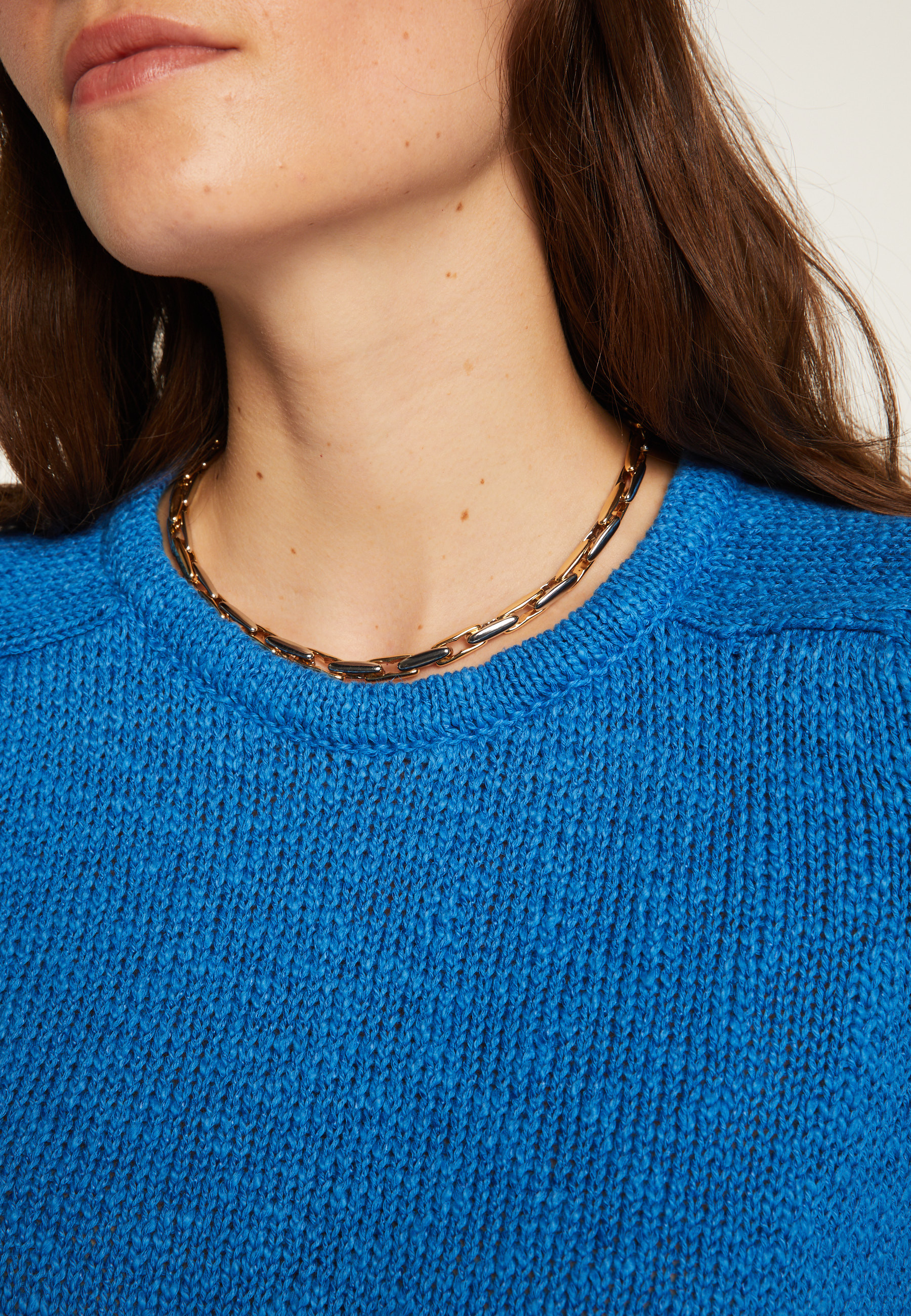Pull col rond en coton et lin - Nicky