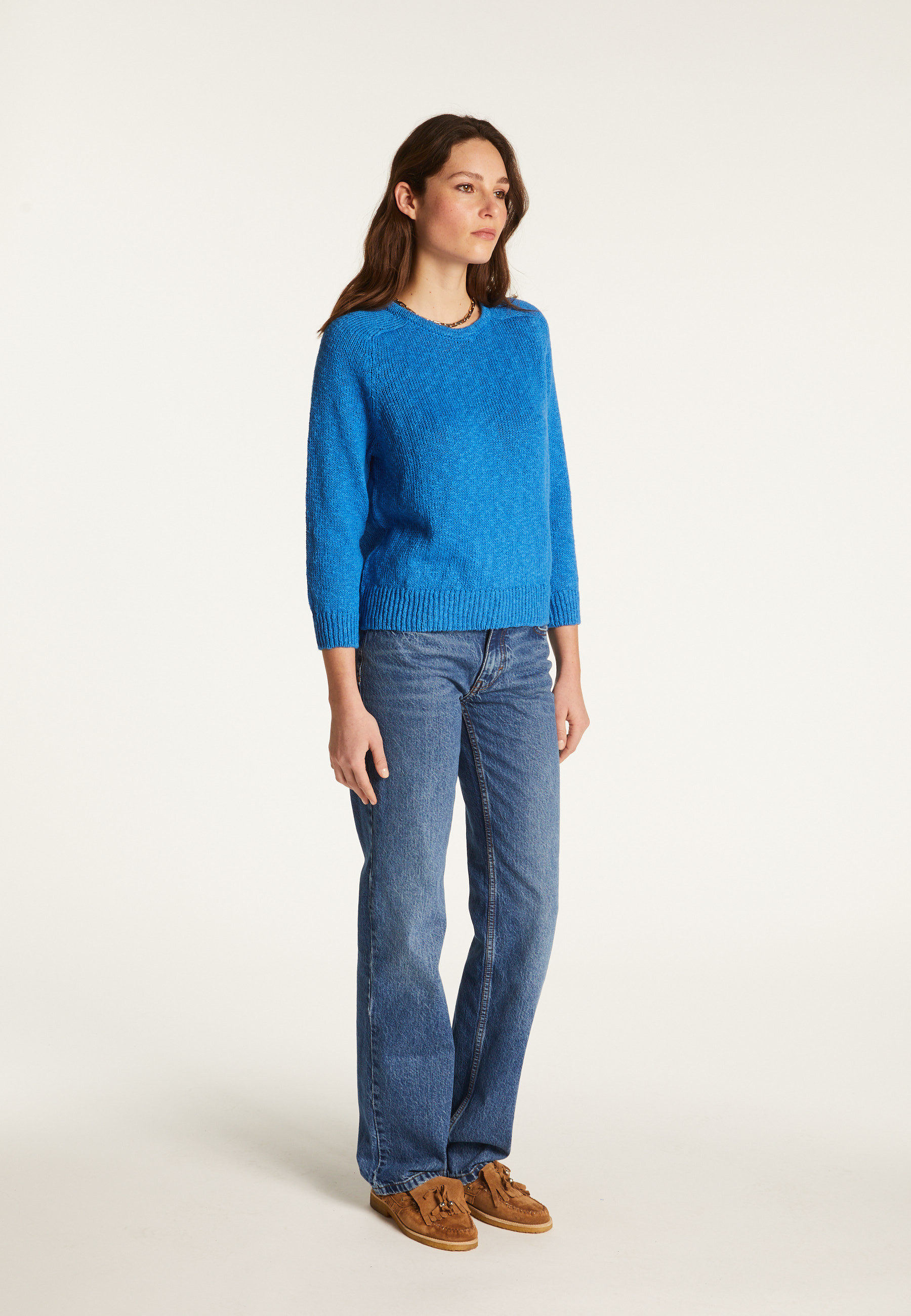 Cotton and linen crew neck sweater - Nicky