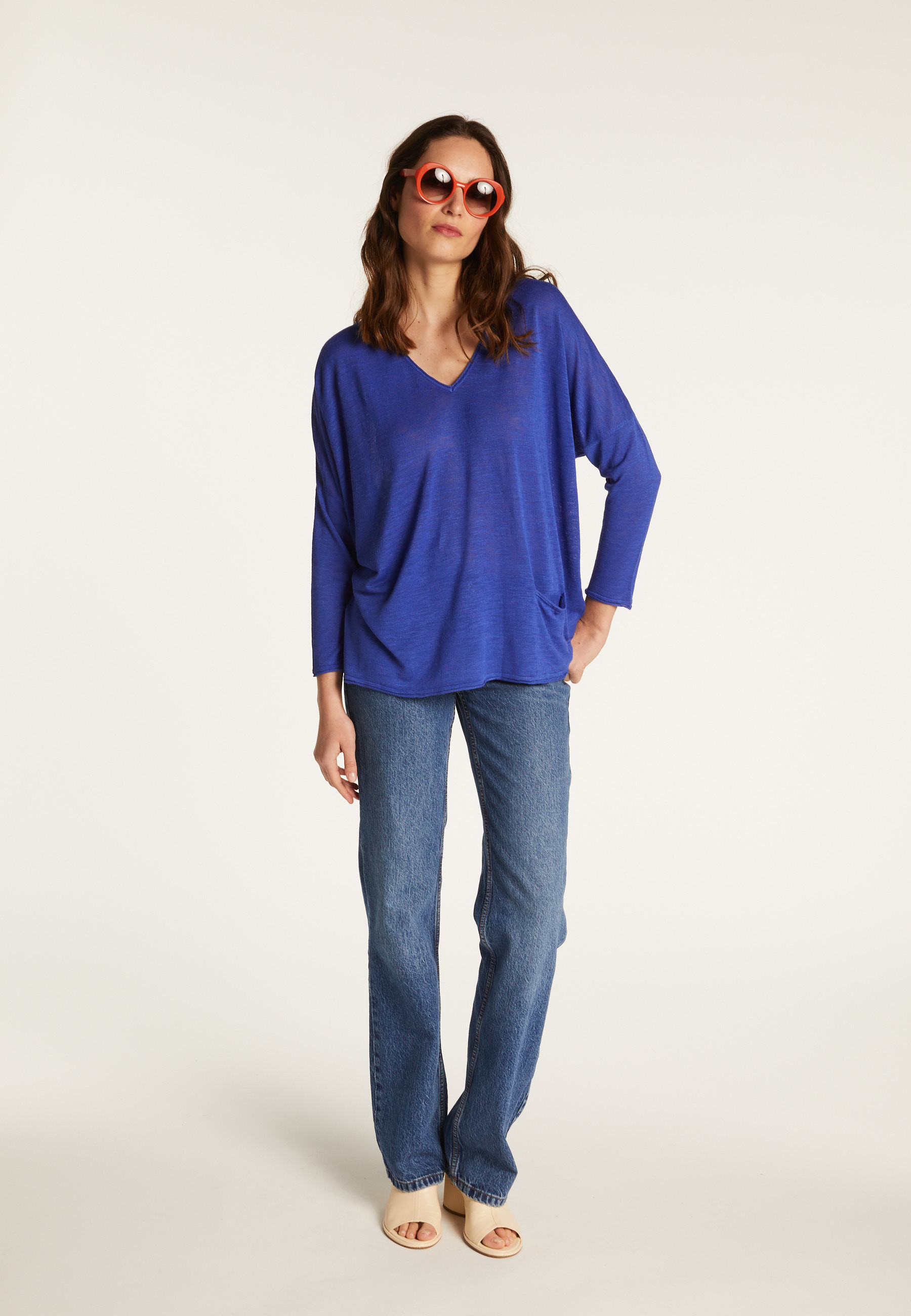 Pull manches chauve-souris en lin flammé - Balou