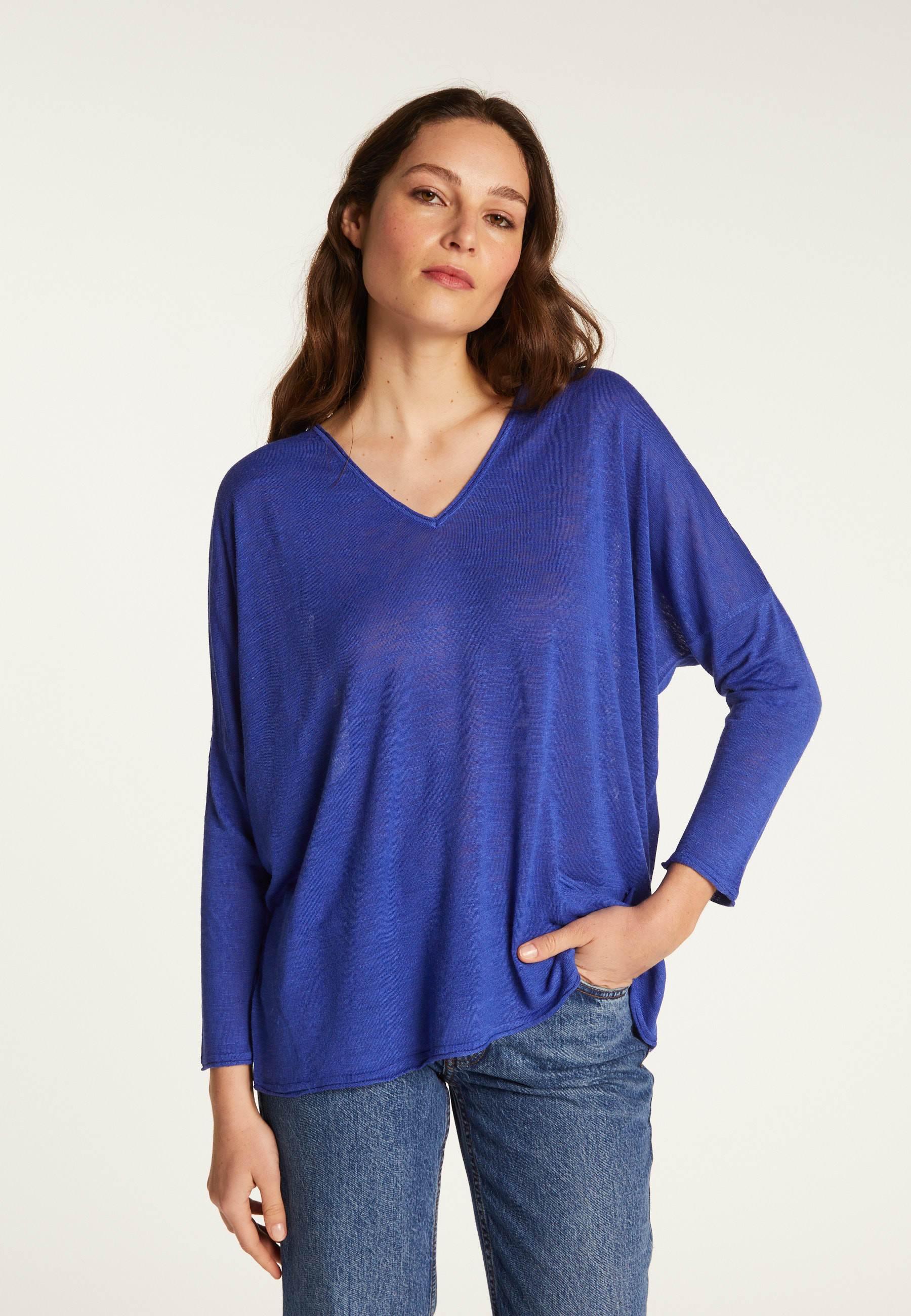 Pull manches chauve-souris en lin flammé - Balou