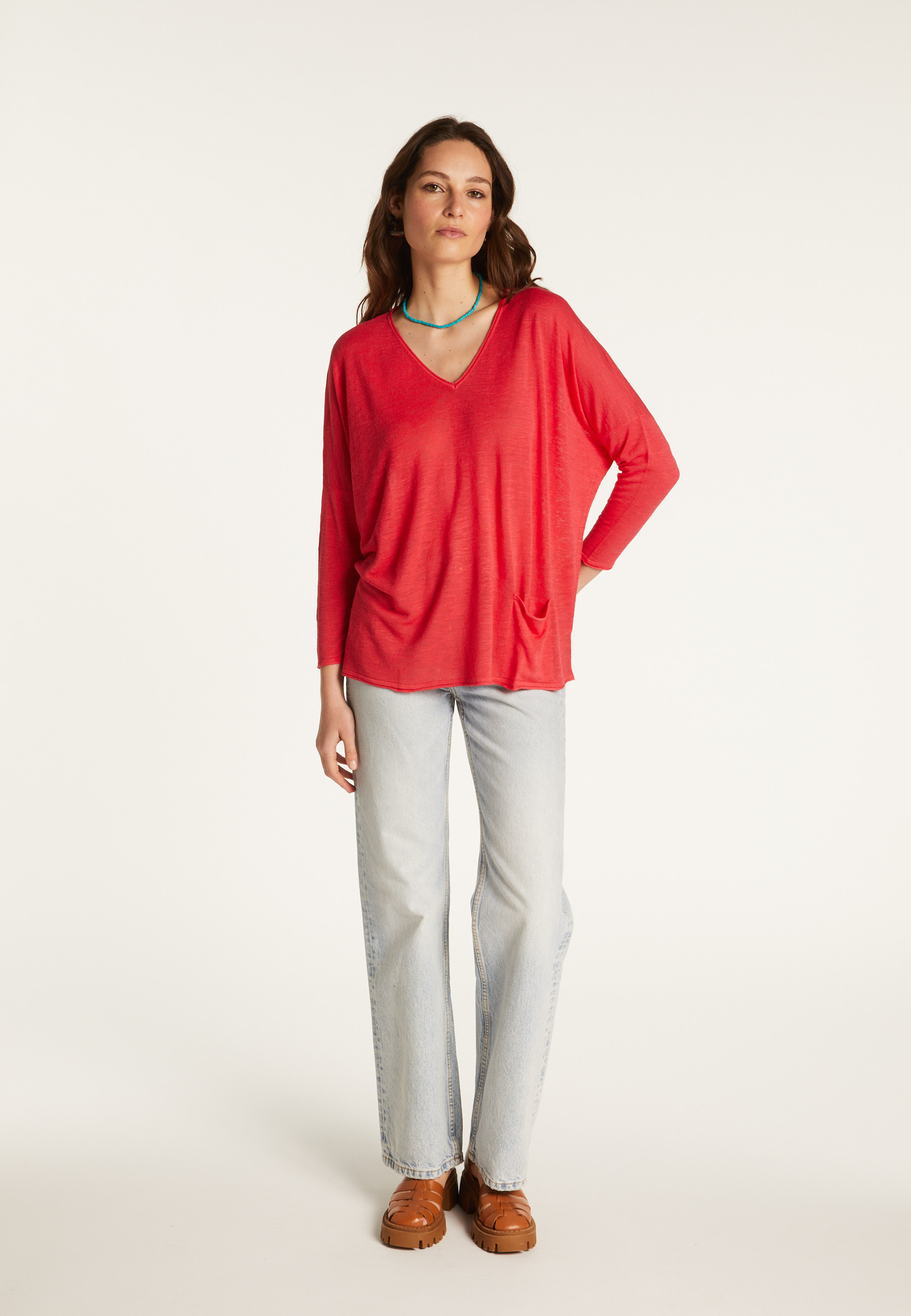 Pull manches chauve-souris en lin flammé - Balou