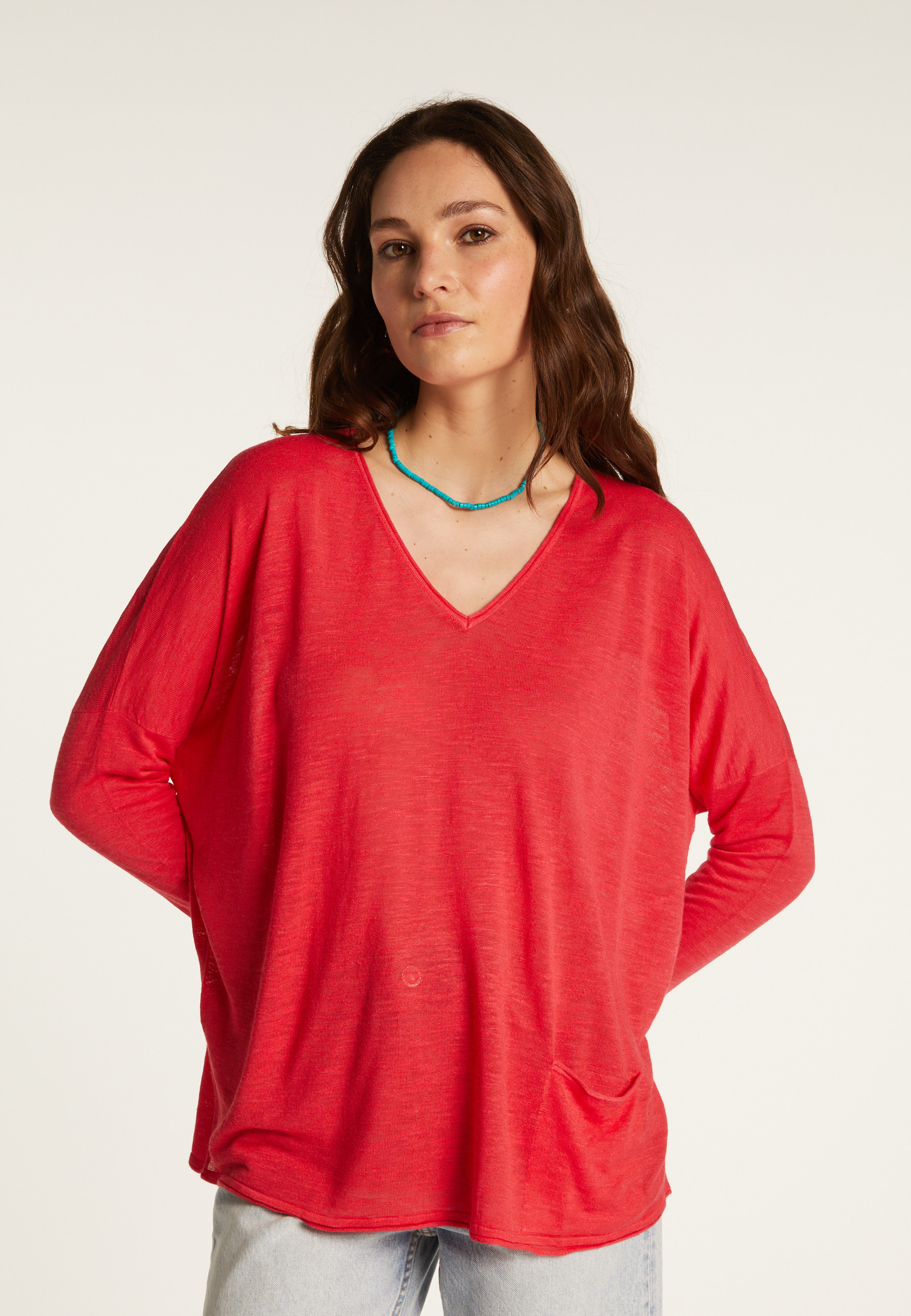 Pull manches chauve-souris en lin flammé - Balou