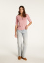 T-shirt col V en lin flammé - Bonbon
