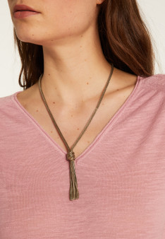 Flamed linen V-neck t-shirt - Bonbon