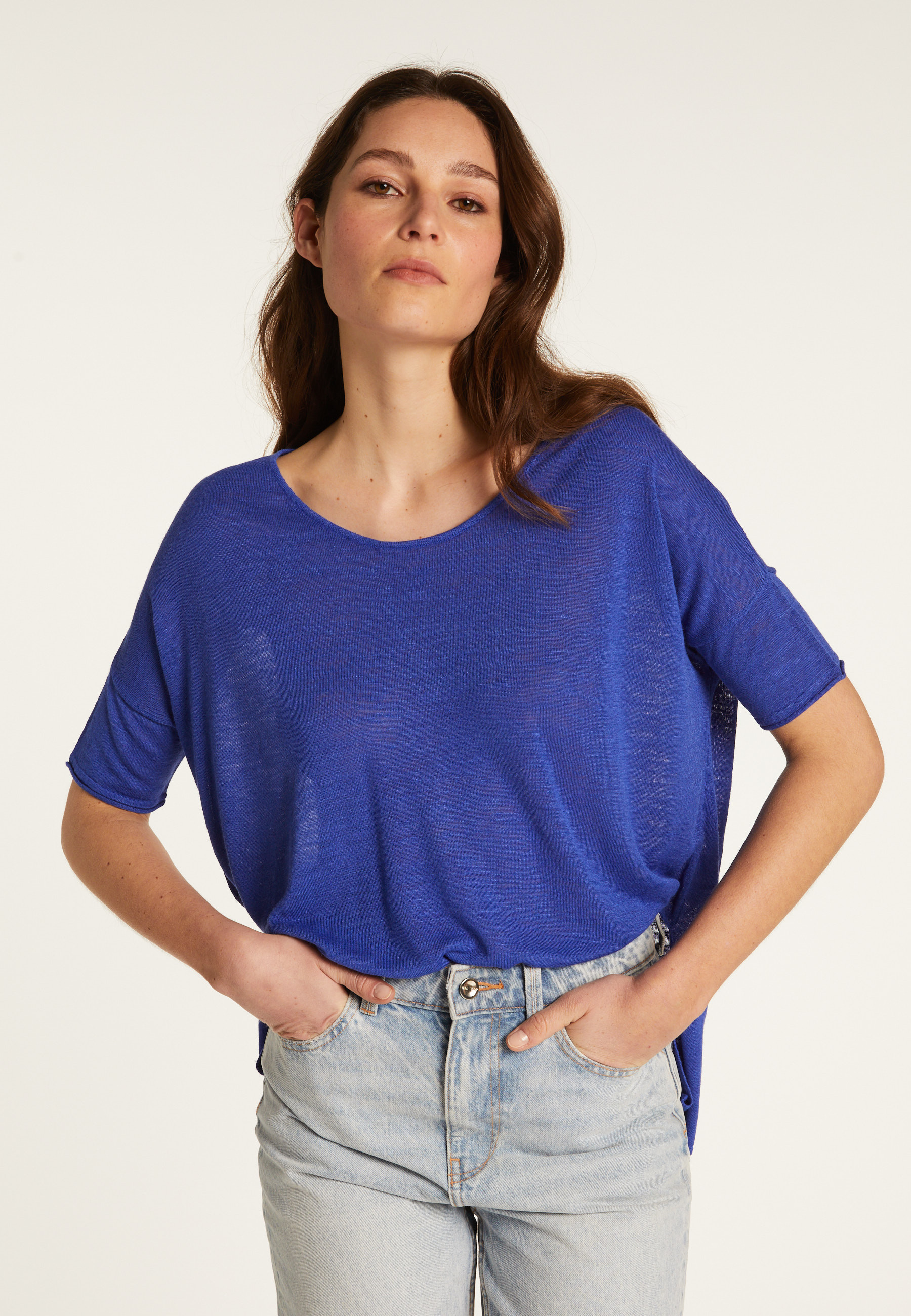 T-shirt col rond en lin flammé - Béatrice
