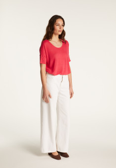 T-shirt col rond en lin flammé - Béatrice