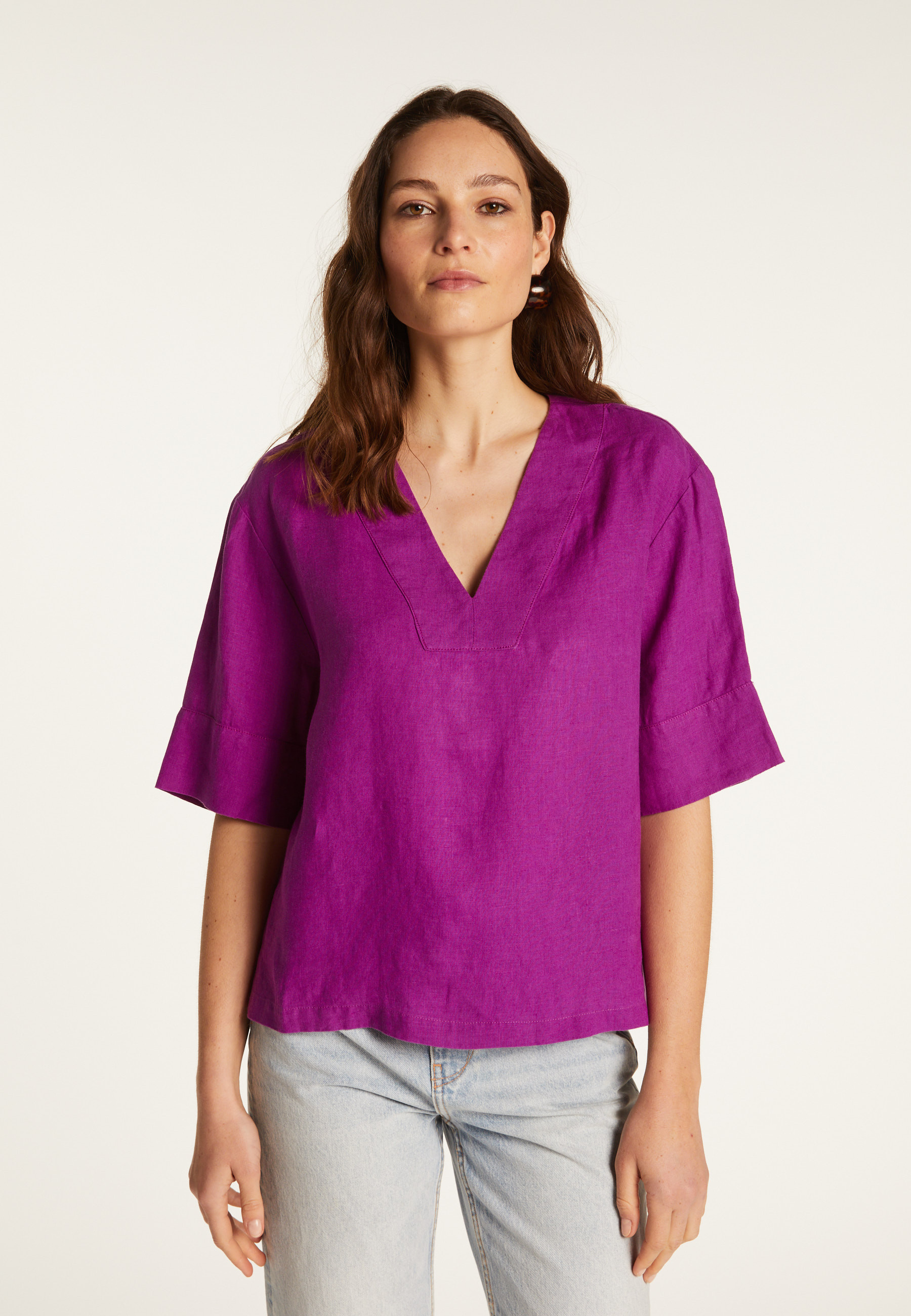 T-shirt col V en lin - Emma