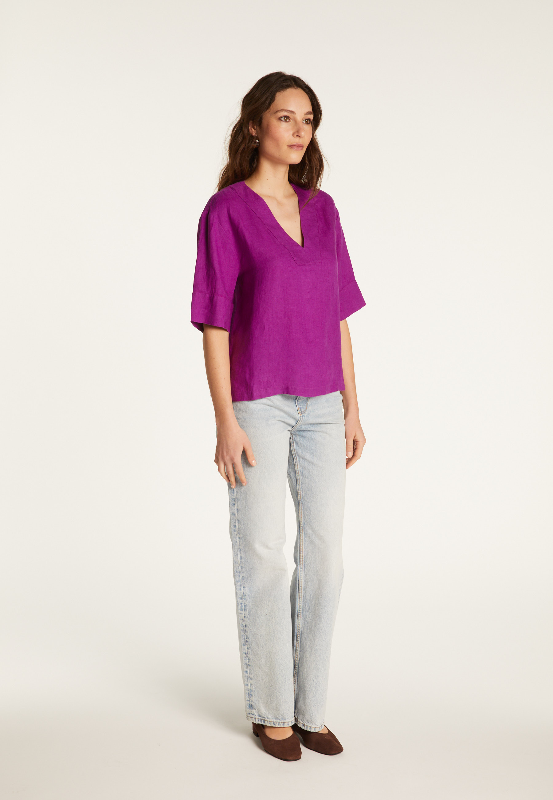 T-shirt col V en lin - Emma