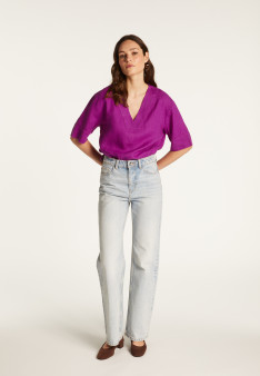 T-shirt col V en lin - Emma