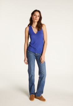 Slub linen V-neck tank top - Lalita