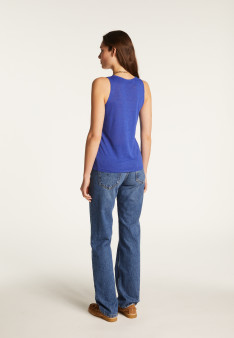 Slub linen V-neck tank top - Lalita