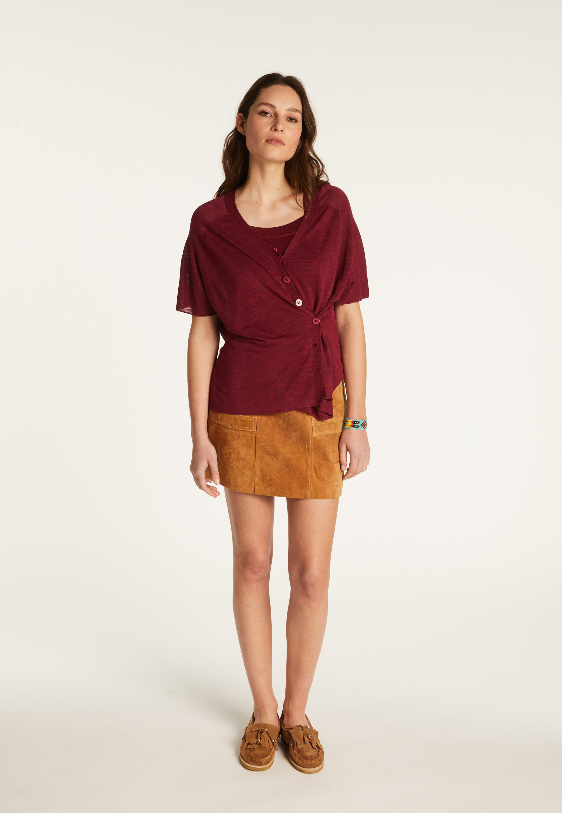 T-shirt à boutons en lin flammé - Lily
