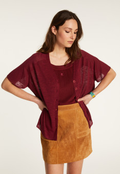 T-shirt à boutons en lin flammé - Lily