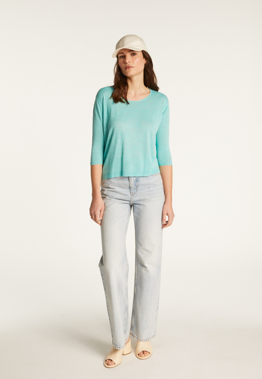 Round neck t-shirt in flamed linen - Domy