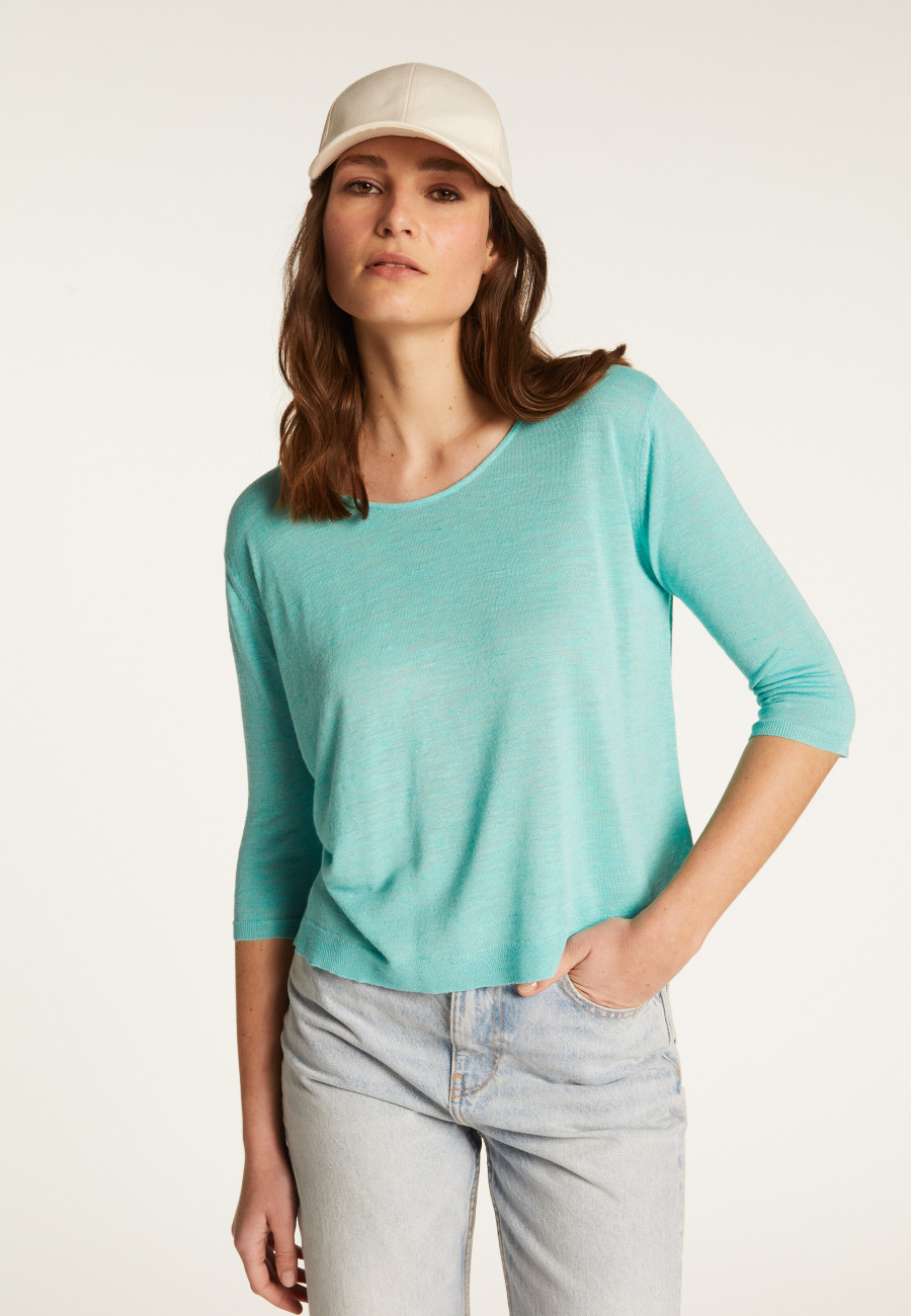 T-shirt col rond en lin flammé - Domy