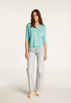 Round neck t-shirt in flamed linen - Domy