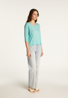 Round neck t-shirt in flamed linen - Domy