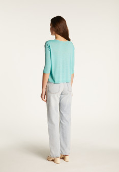 T-shirt col rond en lin flammé - Domy