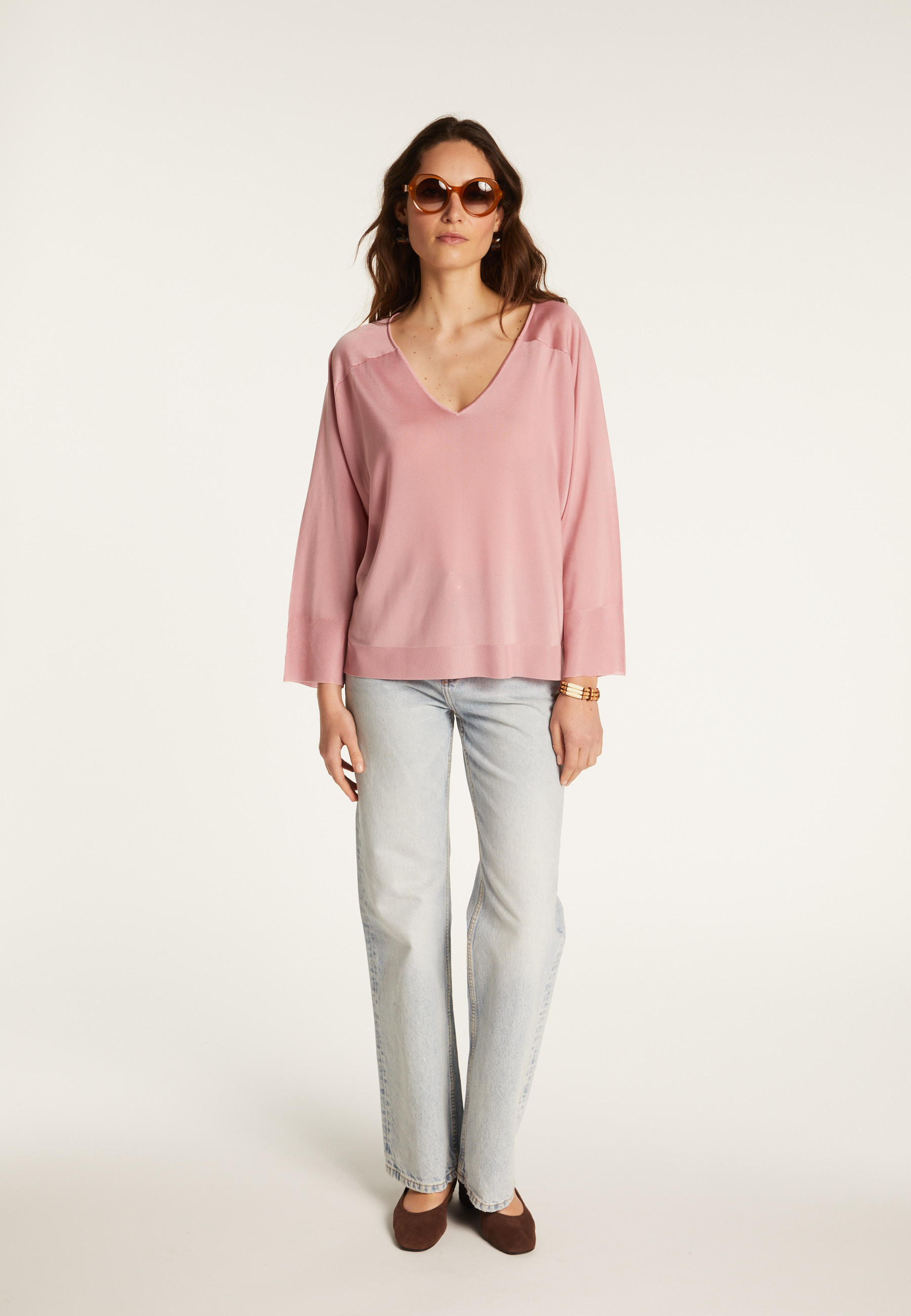 Pull col V en fil lumière - Delly