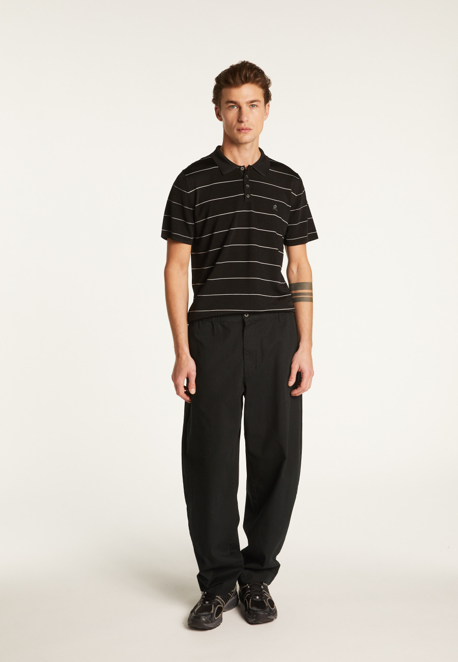 Camisa polo listrada em Fil Lumière - Léon