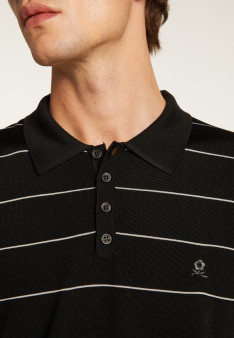 Polo à rayures en Fil Lumière Léon 6011 crepuscule - 01 Noir