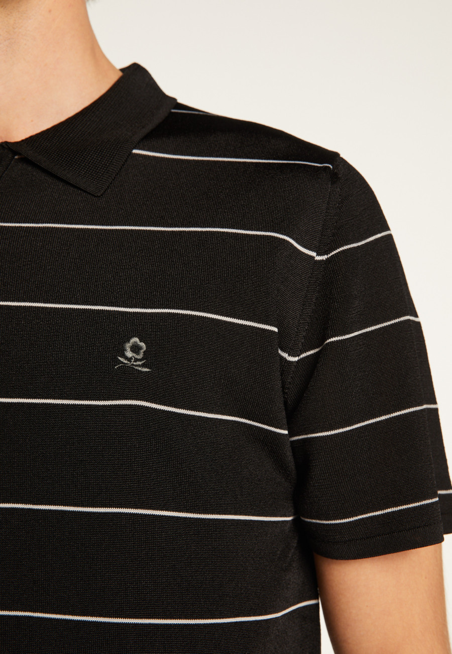 Camisa polo listrada em Fil Lumière - Léon