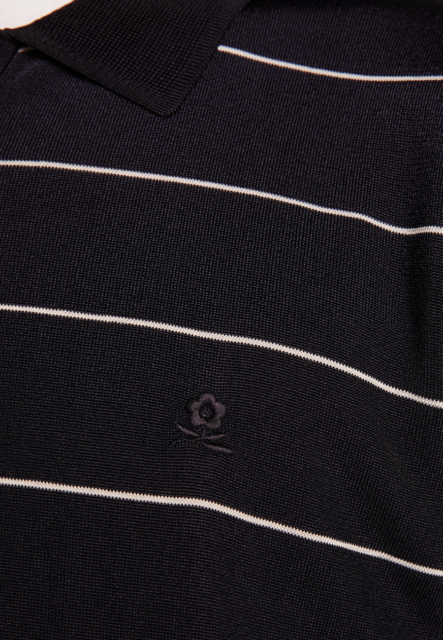 Camisa polo listrada em Fil Lumière - Léon