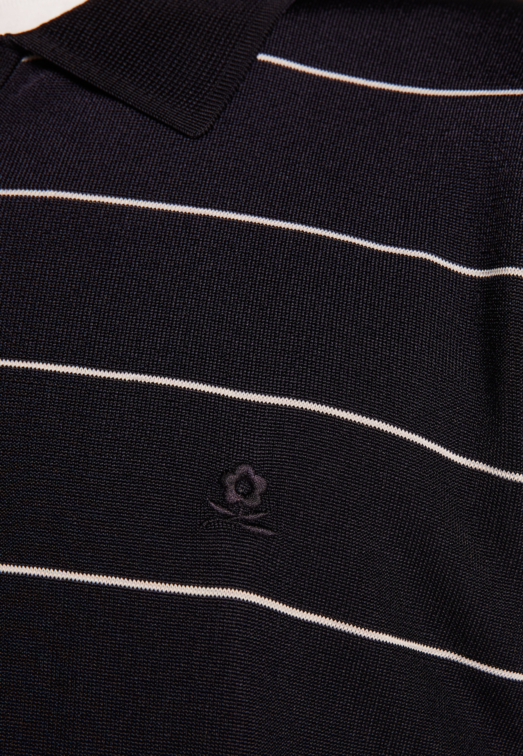 Polo à rayures en Fil Lumière Léon 6011 crepuscule - 01 Noir